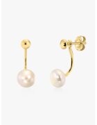 INDIRA Cercei placati cu aur de 14K si decorati cu perle - Alb/Auriu