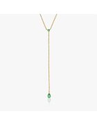 INDIRA Colier din argint Golden Lariat - Onix Verde - 40-45 cm