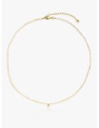 INDIRA Colier placat cu aur de 14K decorat cu perle si zirconia Golden Fairy 2 Microns - Alb/Auriu