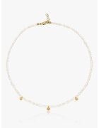 INDIRA Colier placat cu aur de 14K si decorat cu perle - Alb/Auriu