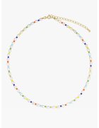 INDIRA Colier scurt placat cu aur de 14K - perle naturale si margele - Multicolor