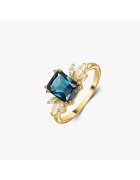 INDIRA Inel din argint Golden Faerie - Topaz Blue London