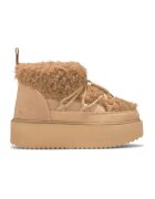 Inuikii Ghete flatform cu garnituri de piele introarsa si lana - Bej