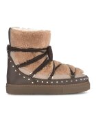 Inuikii Ghete slip-on de piele cu sireturi - Kaki/Maro nisip