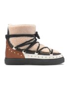 Inuikii Ghete slip-on de piele cu sireturi - Negru/Crem