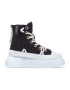 Inuikii Pantofi sport flatform - din material textil - Alb/Negru