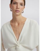 Ipekyol Bluza crop cu decolteu in V - Alb