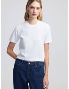 Ipekyol Bluza cu aspect pufos si decolteu la baza gatului - Alb/Argintiu