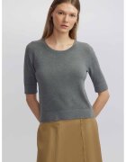Ipekyol Bluza tricotata fin cu decolteu rotund - Gri melange