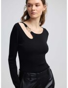 Ipekyol Bluza tricotata fin cu decupaj - Negru