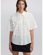 Ipekyol Camasa de bumbac cu broderie - Alb fildes