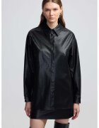 Ipekyol Camasa de piele ecologica cu aspect texturat - Negru