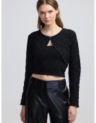 Ipekyol Cardigan crop cu aspect texturat - Negru