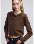Ipekyol Cardigan crop cu strasuri - Negru/Maro