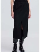 Ipekyol Fusta midi cu pensa si slit - Negru
