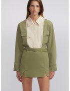 Ipekyol Fusta-pantalon uni cu o curea subtire in talie - Verde sparanghel