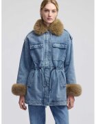 Ipekyol Jacheta din denim cu blana sintetica - Albastru deschis melange