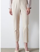 Ipekyol Pantaloni crop cu croiala conica - Alb fildes