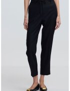 Ipekyol Pantaloni crop cu snur in talie - Negru stins
