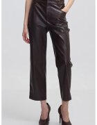 Ipekyol Pantaloni crop cu talie inalta - Maro inchis