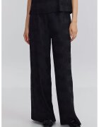 Ipekyol Pantaloni cu aspect texturat si talie inalta - Negru