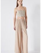 Ipekyol Pantaloni cu croiala ampla si talie elastica - Maro camel
