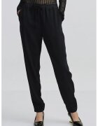 Ipekyol Pantaloni relaxed-fit cu talie ajustabila - Negru