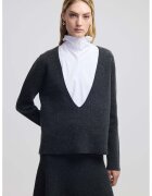 Ipekyol Pulover cu design 2-in-1 - Alb/Gri inchis melange