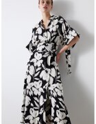 Ipekyol Rochie-chimono cu imprimeu floral - Alb/Negru