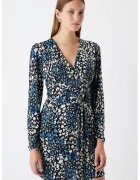 Ipekyol Rochie cu model si decolteu in V - Alb/Negru/Albastru