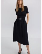Ipekyol Rochie evazata cu maneci scurte - Negru