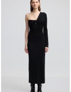 Ipekyol Rochie maxi din tricot fin - Negru stins