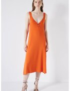 Ipekyol Rochie midi cu decolteu in V - Portocaliu