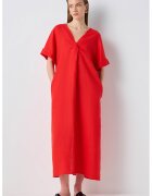 Ipekyol Rochie midi din in cu croiala dreapta si buzunare laterale - Rosu