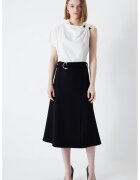 Ipekyol Rochie midi evazata cu catarama - Alb/Negru