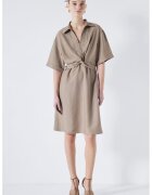 Ipekyol Rochie mini din amestec de in cu maneci medii - Maro taupe