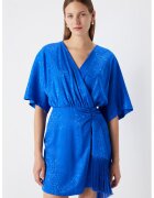 Ipekyol Rochie scurta cu croiala petrecuta - Albastru royal