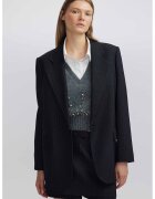 Ipekyol Sacou cu model cu dungi - Negru