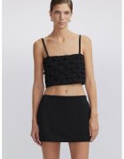 Ipekyol Top crop cu aplicatii florale - Negru