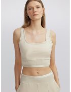 Ipekyol Top crop cu decolteu patrat - Alb fildes/Argintiu