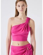 Ipekyol Top crop din amestec de modal cu model asimetric - Fucsia
