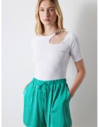 Ipekyol Tricou crop cu detaliu cu decupaj - Alb optic