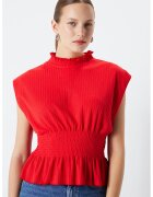 Ipekyol Tricou cu talie elastica - Rosu vermillion