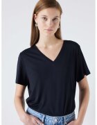 Ipekyol Tricou din amestec de modal cu decolteu in V - Negru