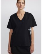 Ipekyol Tricou lejer cu decolteu in V - Negru/Albastru prafuit/Albastru glaciar
