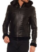 Isaco  Kawa Sacou barbati Isaco - piele naturala - negru - gluga detasabila - buzunare - XL -