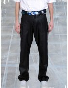 ISNURH Pantaloni ușor largi din imitație de piele - Negru