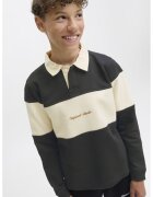 Jack  Jones Bluza de trening cu guler polo - Negru stins/Crem