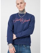 Jack & Jones Bluza de trening cu imprimeu logo - Portocaliu mandarina/Bleumarin