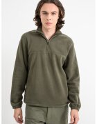 Jack & Jones Bluza de trening din material fleece si fermoar scurt - Kaki pal